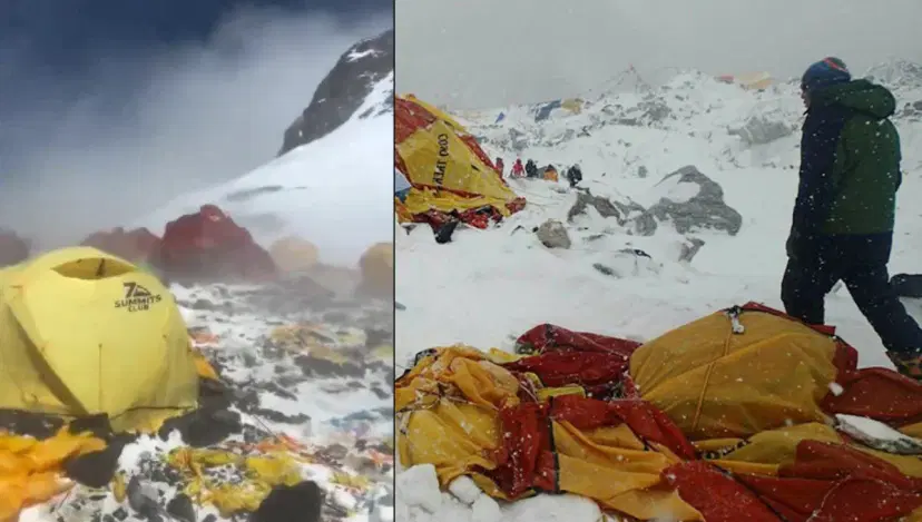 Basura y equipos abandonados en el Campamento IV del Everest. El Everest se convierte en un basurero: ¿qué está pasando en la montaña más alta del mundo?