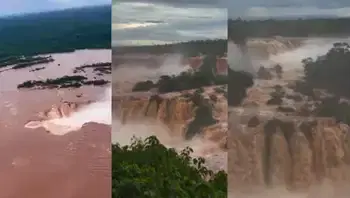 Impactantes imágenes de la crecida histórica del río en las Cataratas del Iguazú. Cierre total en las Cataratas del Iguazú por crecida histórica: el río supera niveles de riesgo