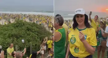 María Fernanda Cabal estuvo en la caravana de Flávio Bolsonaro en Río de Janeiro (Brasil). Video | María Fernanda Cabal, con camiseta de Brasil, en la caravana de Flávio Bolsonaro en Río